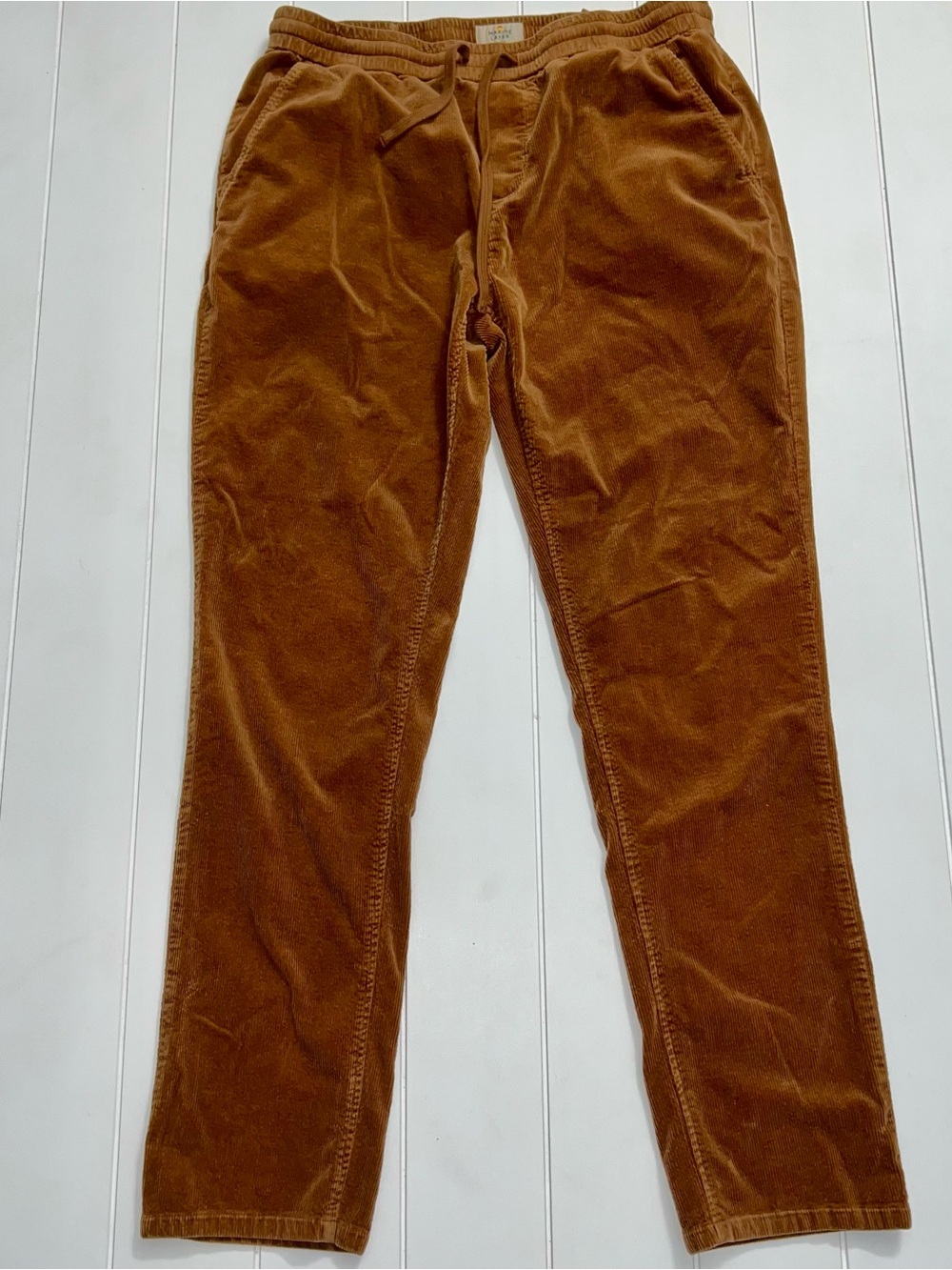 Marine Layer Saturday Corduroy Pants Men XL Brown Drawstring Slim Straight